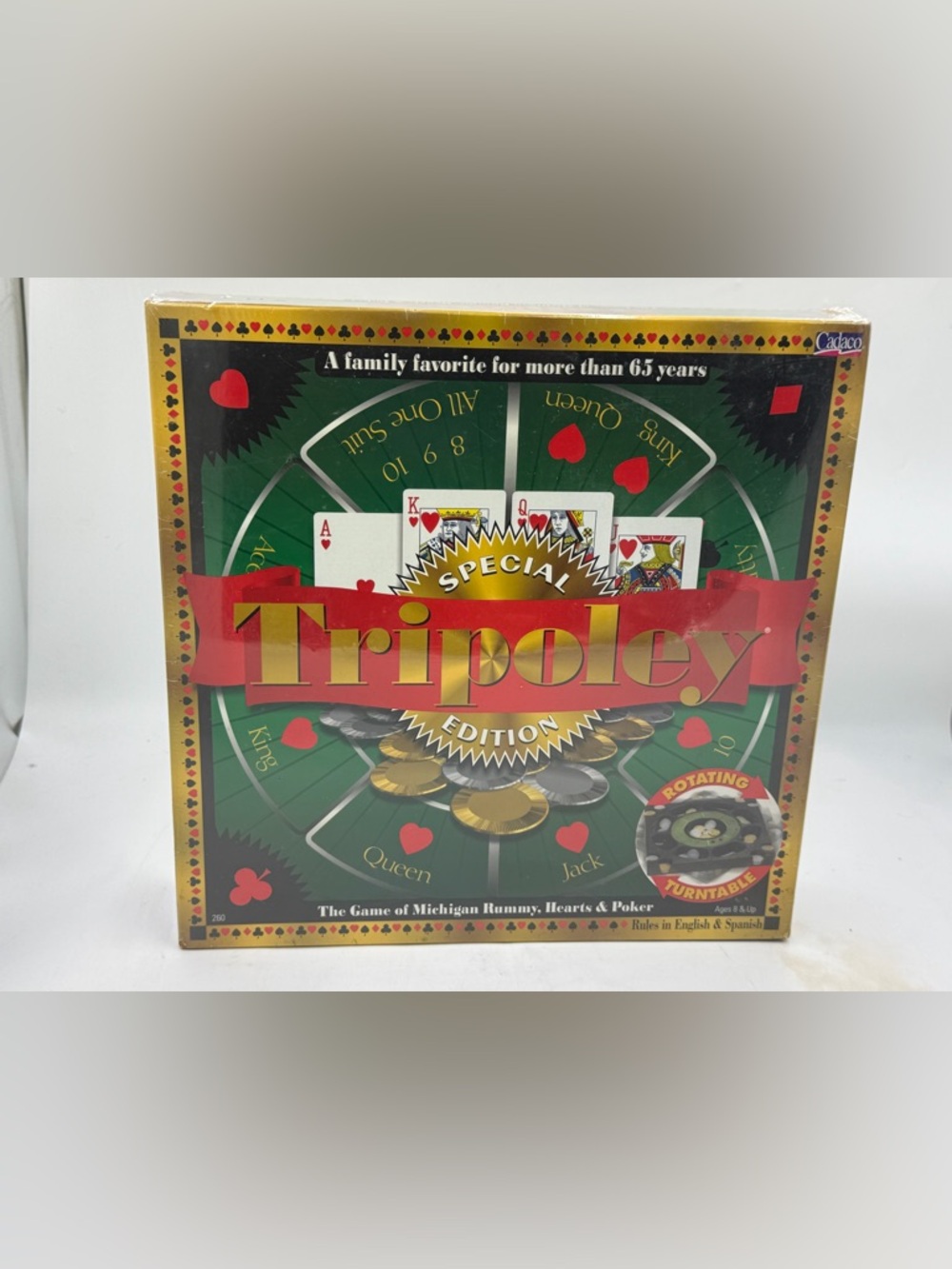 CADACO Tripoley Special Edition Rotating Turntable Rummy Hearts & Poker*Sealed*